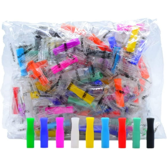 100Pcs Silicone Straw Tips for Stainless Steel Straws - Multicolored Covers for Metal and Rubber Straws | Food Grade Silicone Tips for Smoothie Drinking Straws