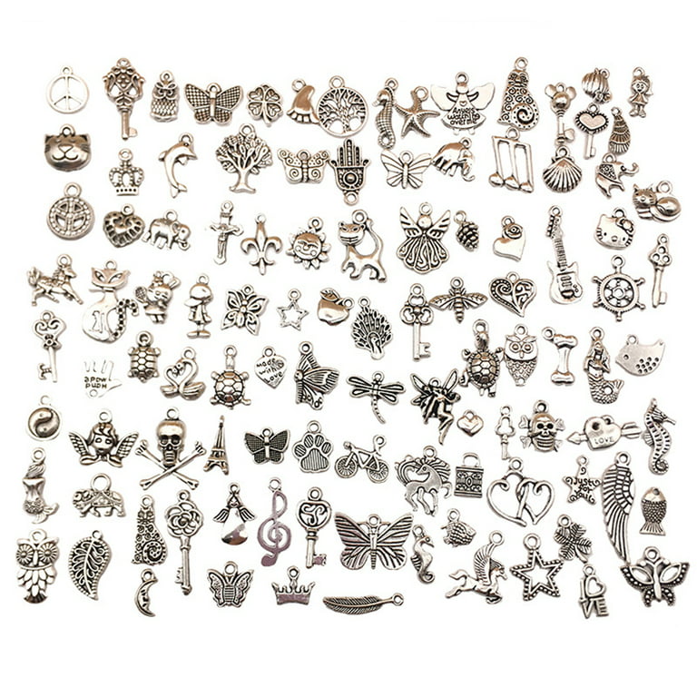 Silver Plated Charms for DIY Jewelry Making (0.5-1.5 In, 200