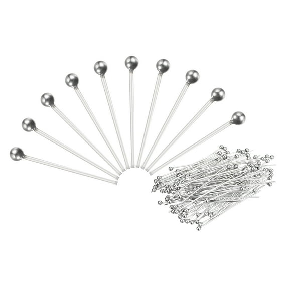 100Pcs Silver Plated Ball Head Pins 15mm Wire Head Pins 22 Gauge Brass Head Pins for DIY Craft Jewelry Making