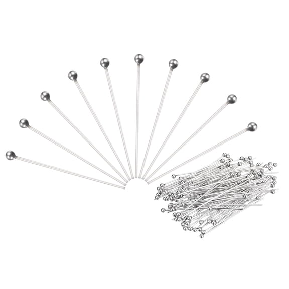 100Pcs Silver Plated Ball Head Pins 30mm Wire Head Pins 22 Gauge Brass Head Pins for DIY Craft Jewelry Making