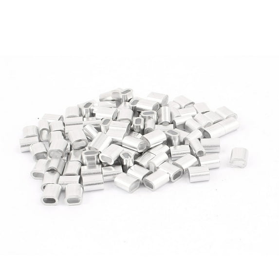 100Pcs Silver Tone Aluminum Ferrules Sleeves for 2mm 5/64" Steel Wire Rope