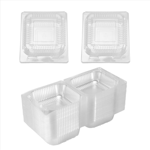 100Pcs Single Individual Cake Boxes Dessert Containers Cheesecake Boxes Stackable Square Boxes Clear Food Boxes