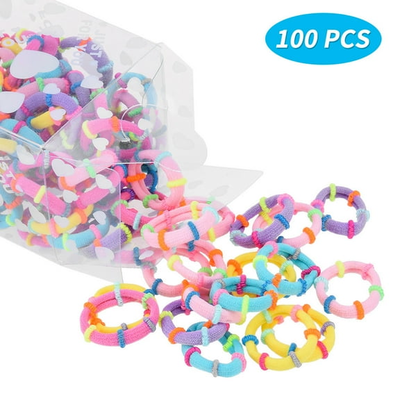 100Pcs Small Circle Lotus Root Colorful Towel Ring Headband,100 X Hairband,Bands Bands Hair 100Pcs Baby Rubber for Boys Girls Candy Elastic Hair Ties Multi Home Textiles