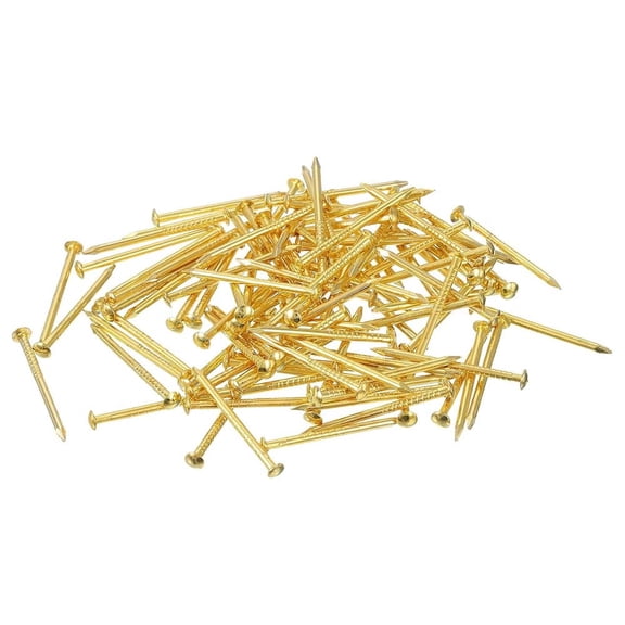 100Pcs Small Hardware Nails, 1.5 x 25mm Brass Plated Round Head Nail Common Finishing Nail for Wooden/DIY Crafts Decorative/Household Accessories/Picture Hanging