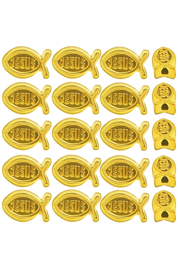100Pcs Small Jesus Fish Spacer Beads Antique Golden Alloy Christian Fish Shape Loose Bead Religious Charm Beads Bulk for DIY Bracelet Necklace Jewelry Making Supplies, Hole: 1.5 mm