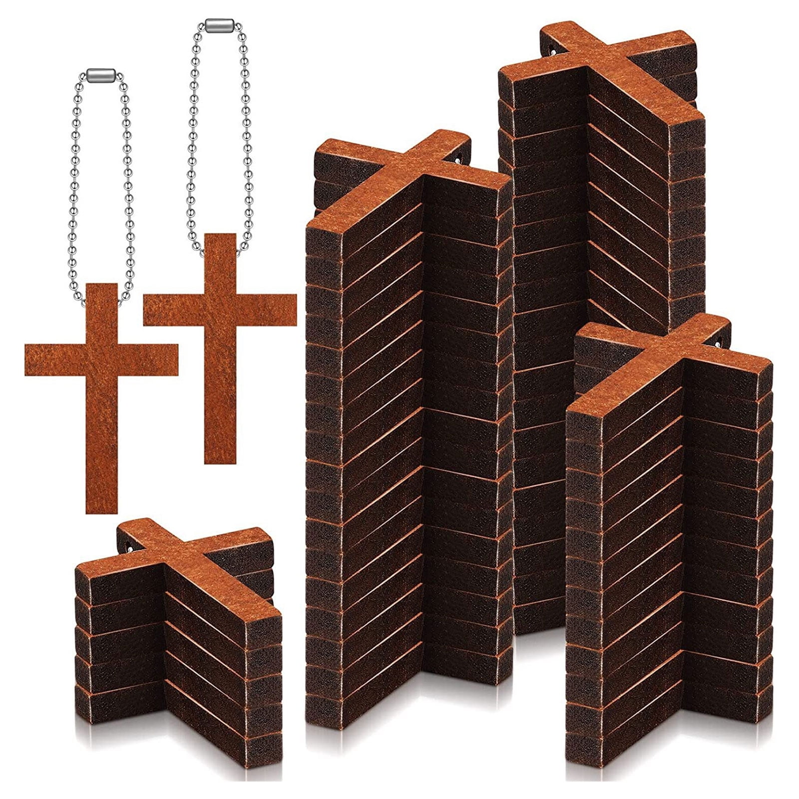 100Pcs Small Wooden Crosses Charm Pendant for Jewelry Making DIYS Craft Necklace Bracelets Earring Key Chain