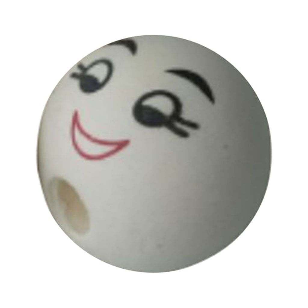 100Pcs Smiles Wood Beads Natural Wood Beads for Crafting Wooden Faced Beads, Wooden Balls with Hole for DIY Decor Craft