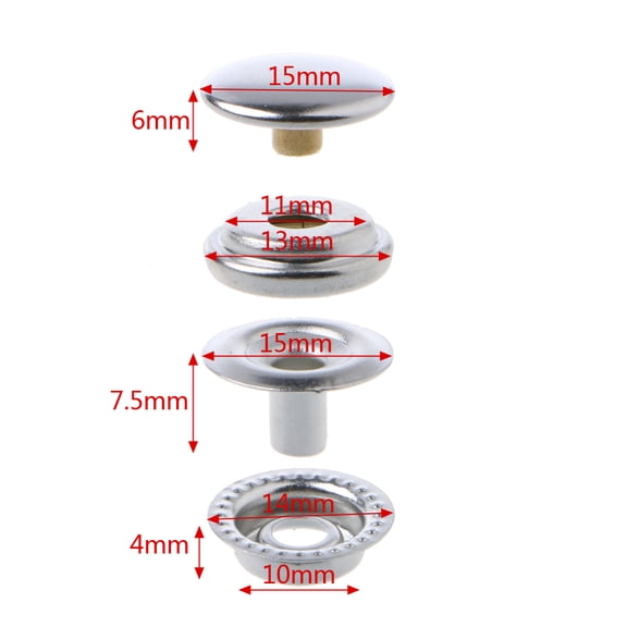 100Pcs Canvas Snap Kit Marine Grade Stainless Steel Caps Sockets Screws Fastener Boating Equipment
