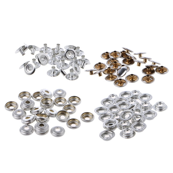 100Pcs Snap Fastener Stainless Steel Canvas Cap Tent Marine Silver Tools Kit Snap Fastener Sockets Buttons