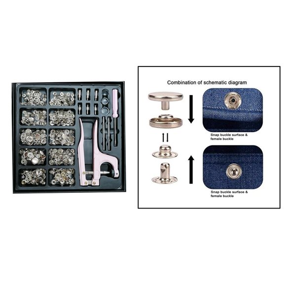 100Pcs Snap Fasteners Button Snap Studs with Punch Pliers Clothing Snaps for Clothes Jackets Jeans Wears Bracelets Bags