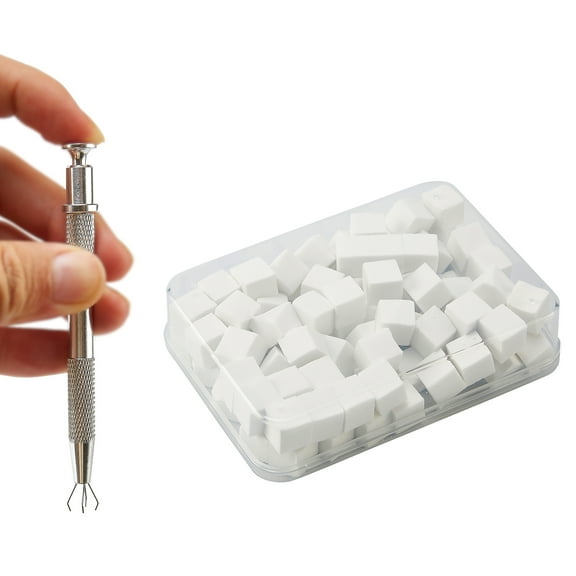 100Pcs Soft Nail Sponges for Ombre, Nail Art Sponges With Grabbing Pen, Blooming Nails, Gradient Nail, Manicure Nail Art Tools, Professional Accessories Supplies for Home and Salon Use