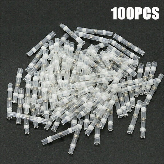 100Pcs Solder Seal Sleeve Heat Shrink Butt Wire Connectors Terminals Waterproof YIWEI