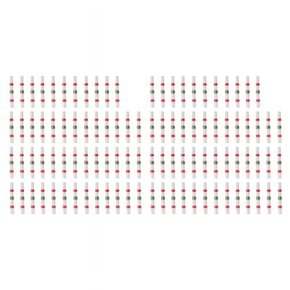 100Pcs Solder Seal Wire Connectors, Heat Shrink Butt Connector Waterproof Insulated Electrical Butt Terminals