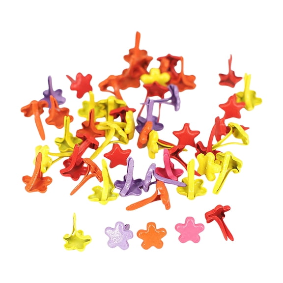100Pcs Split Pins Multicolor Metal Brad Fasteners Round Brads Heart Brads Flower Brads for Paper Craft Scrapbooking