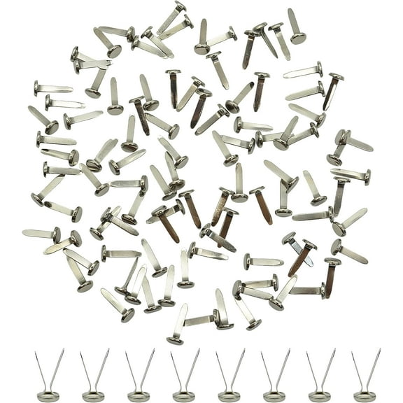 100Pcs Split Pins,Split Pins,Metal Paper Fasteners Mini Brads,8mmx17mm Round Split Pins for Paper Craft DIY StampingOffiHousehold Supplies(Silver)