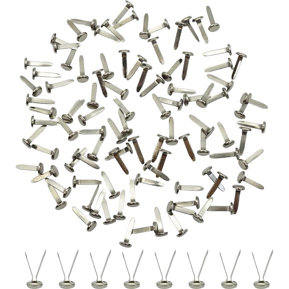 100Pcs Split Pins,Split Pins,Metal Paper Fasteners Mini Brads,8mmx17mm Round Split Pins for Paper Craft DIY StampingOffiHousehold Supplies(Silver)
