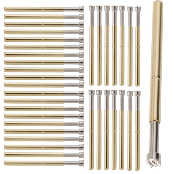 100Pcs Spring Test Probe P125-H Brass Contact Pin 9 Claws 2.0mm / 0.08 inches Industrial Testing Measurement Equipment Replacement Probes Set For Fast Accurate Circuit Board Connections