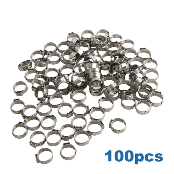 100Pcs Stainless Steel 1/2'' PEX Clamp Cinch Rings Crimp for Pex Pipe