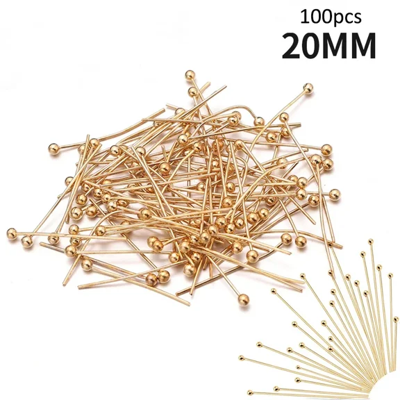100Pcs Stainless Steel Ball Pins Silver Gold Plated Head Pin for Beads Threading Jewelry Making DIY Craft Handmade Accessories
