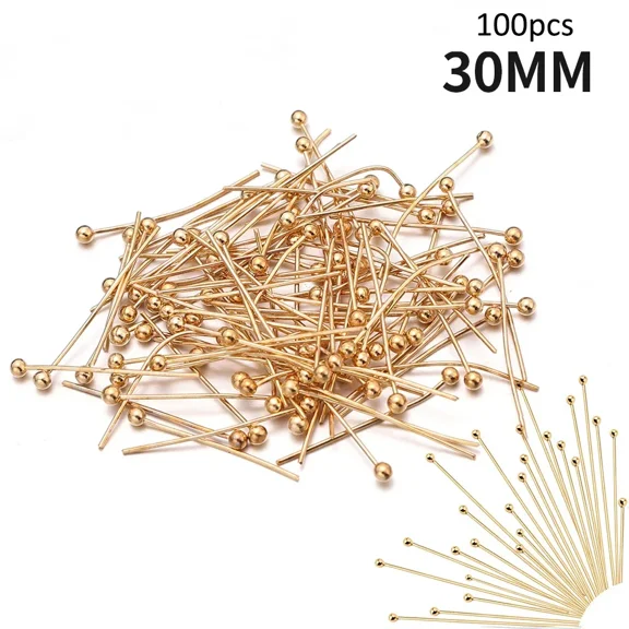 100Pcs Stainless Steel Ball Pins Silver Gold Plated Head Pin for Beads Threading Jewelry Making DIY Craft Handmade Accessories