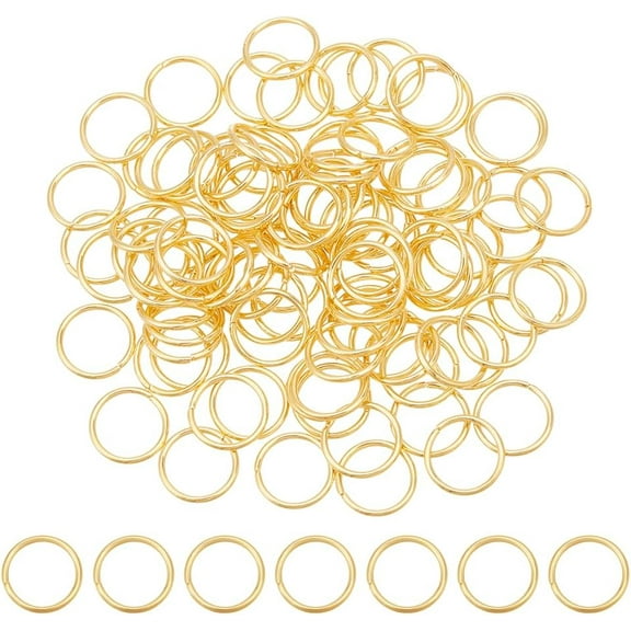 100Pcs Stainless Steel Open Jump Ring 18K Gold Plated Jump Rings 8mm Unsoldered Ring Connectors Small Split Rings Jewelry Making Findings for DIY Crafts Gold