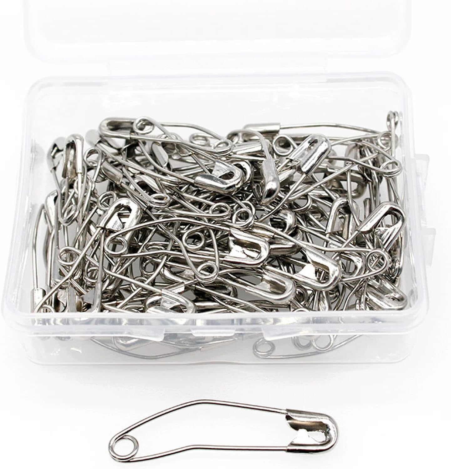 100Pcs Stainless Steel Safety Pins Curved Quilting Pins Metal Lock
