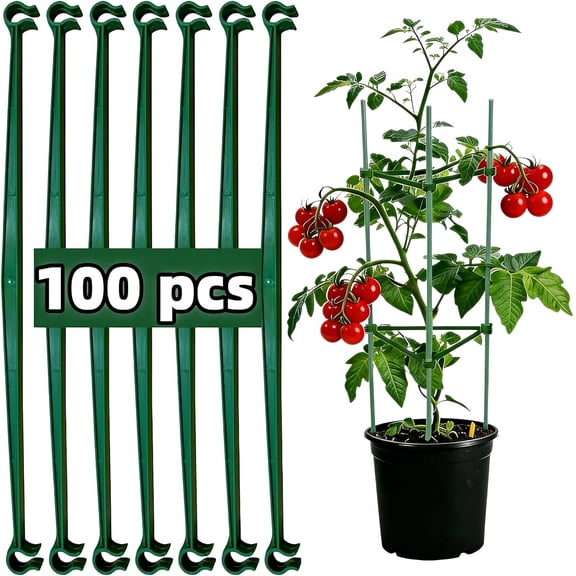 100Pcs Stake Arms for Tomato Cage, 11.8 inch Tomato Stake Connectors, Expandable Support Trellis Connectors for 11mm Stakes for Garden Climbing Plants Vegetables