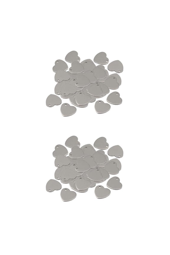 100Pcs Stamping Flat Heart Blank Tags Pendants Charms for Jewelry Key Pet Dog Tags Making and Crafts DIY, Stainless Steel Color