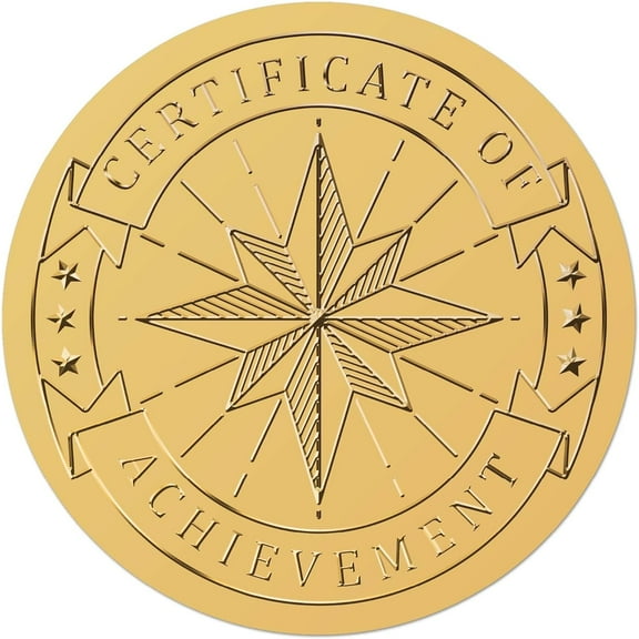 100Pcs Star Gold Certificates Stickers 2" Foil Embossed Self Adhesive Envelopes Seals Round Labels for DIY