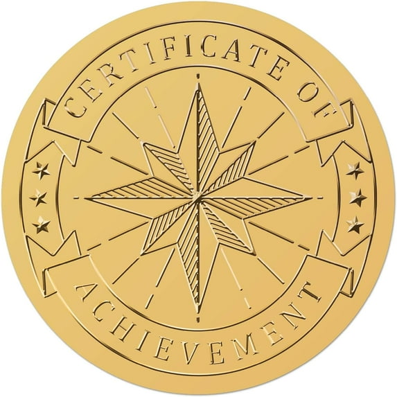 100Pcs Star Gold Certificates Stickers 2" Foil Embossed Self Adhesive Envelopes Seals Round Labels