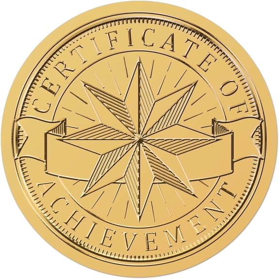 100Pcs Star Gold Certificates Stickers Foil Embossed Self Adhesive Envelopes Seals Round Labels for Invitation Graduation Award Achievement Diplomas Office Wedding Gift Wrapping Decor Colorful DIY