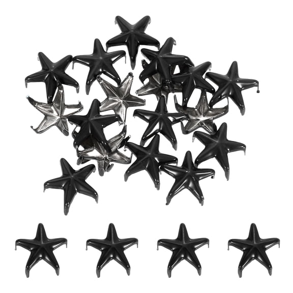 100Pcs Star Studs Rivets, 10mm Metal 5-Claw Nailhead Punk Rivet Stud, Black