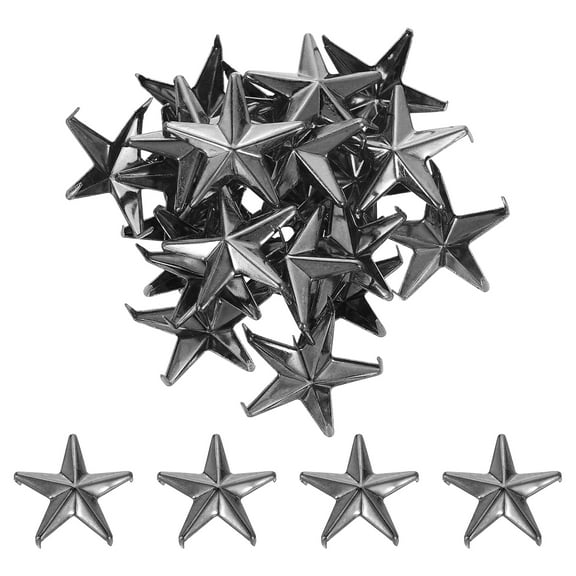 100Pcs Star Studs Rivets, 20mm Metal 5-Claw Nailhead Punk Rivet Stud, Dark Gray