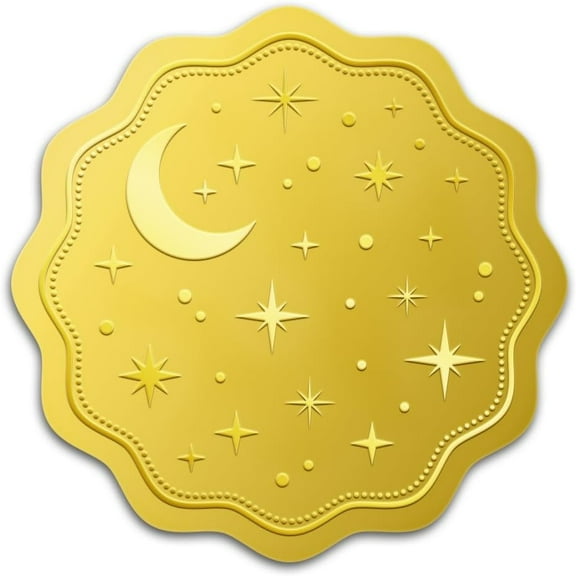 100Pcs Starry Sky Moon Gold Foil Stickers 2 Inch Star Moon Gold Embossed Envelopes Seals Round Self Adhesive Certificate Seal Labels for DIY Wedding Party Invitations Greeting Cards