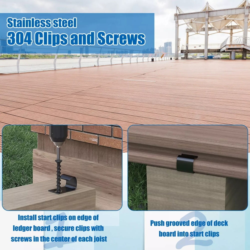 100Pcs Start Clips For Composite Decking 316 Stainless Steel Black Decking Clips Start Clips Set Household Accessories