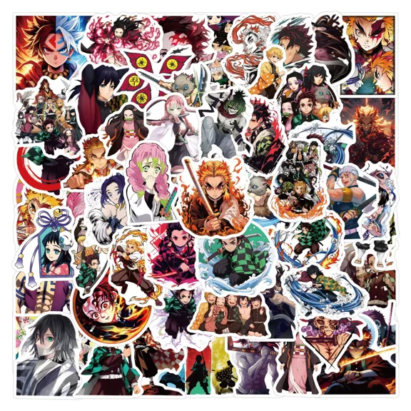 100Pcs Stickers for Demon Slaye Cute Cartoon Graffiti DIY Waterproof Phone Laptop Luggage Skateboard Scrapbook for Kid/Adults