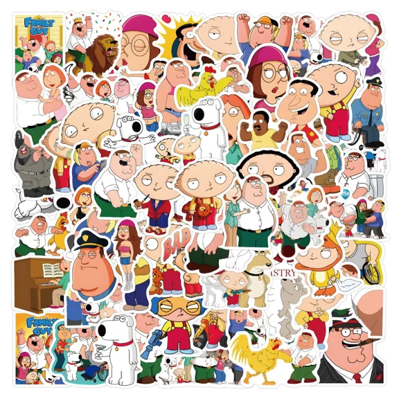 100Pcs Stickers for Family Guy Cute Cartoon Graffiti DIY Waterproof Phone Laptop Luggage Skateboard Scrapbook for Kid/Adults