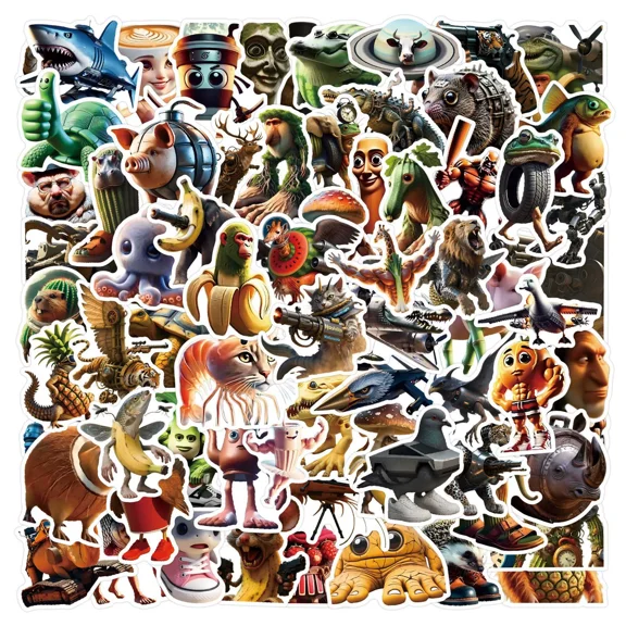 100Pcs Stickers for Italian Brainrot Cute Cartoon Graffiti DIY Waterproof Phone Laptop Luggage Skateboard Scrapbook for Kid/Adults