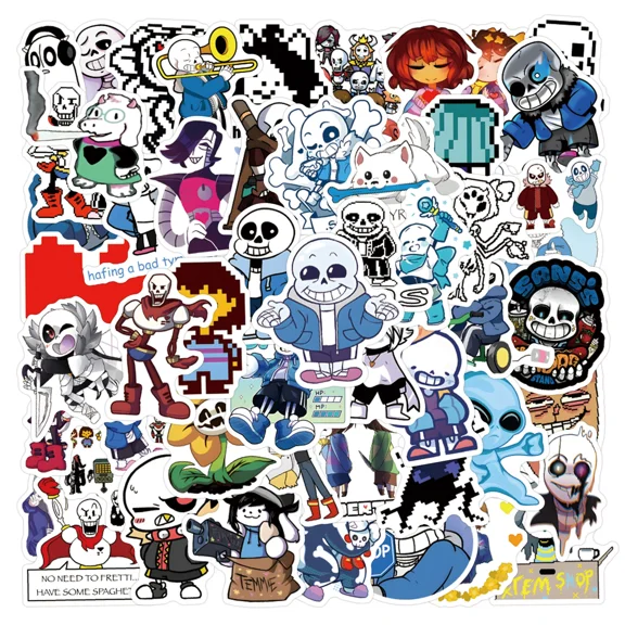 100Pcs Stickers for Undertale Cute Cartoon Graffiti DIY Waterproof Phone Laptop Luggage Skateboard Scrapbook for Kid/Adults