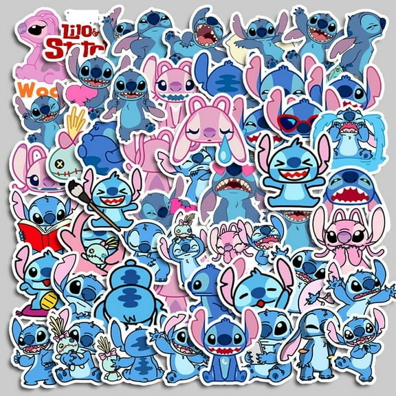 100Pcs Stitch Sticker Stickers Mixed Pack,Cartoon Characters Stickers Movie Decorative Sticker for Kids Teens Adults Waterproof Stickers for Water Bottle Laptop