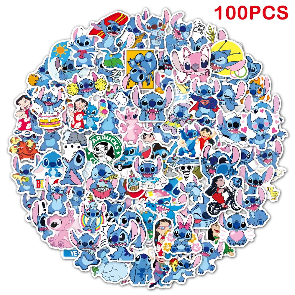 100pcs Stitch Laptop Stickers, Mignon imperméable à l'eau Vinyle