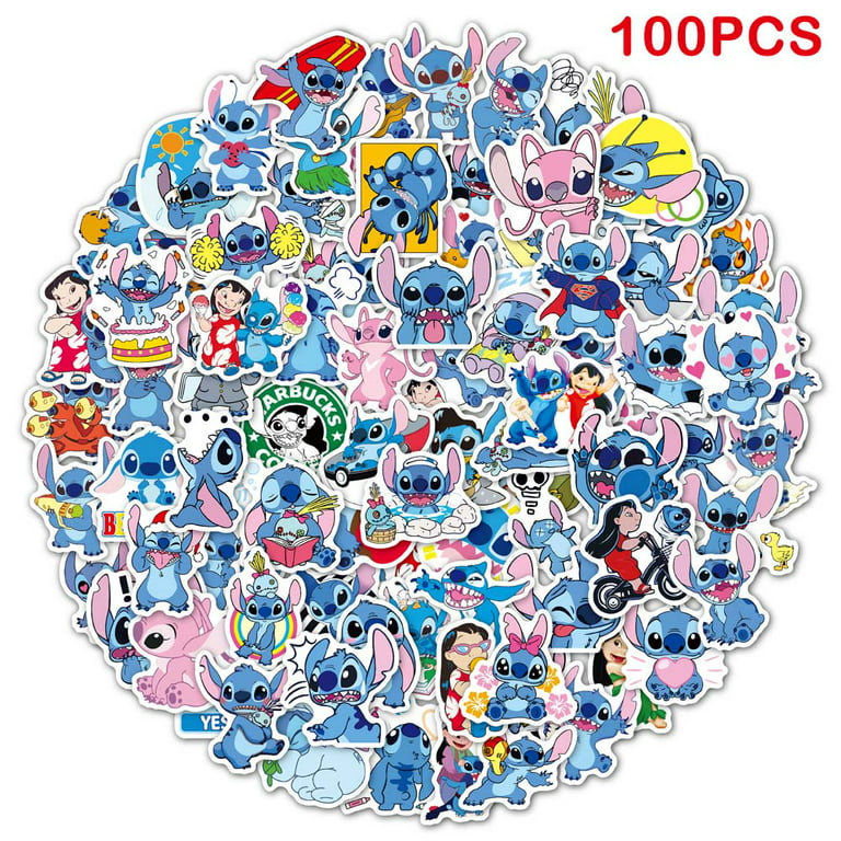 100Pcs Stitch Stickers, Waterproof Lilo&Stitch Vinyl Decals for Water  Bottles, Laptop, Hydroflasks,Computer, Kids Teens Stickers and Decals Gift  