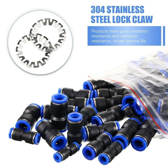 100Pcs Straight Push Connectors,Quick Release Pneumatic Connectors Air Line Fittings,6/8/10/12 mm Plastic Push to Connect Fittings for 1/4 5/16 3/8 1/2 Tube