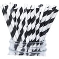 thumbnail image 1 of 100Pcs Striped Straws,7.7x0.2In Disposable Stripe Paper Straws for Celebrations,Black and White Drinking Straws for Birthday,Party Decorations, 1 of 6