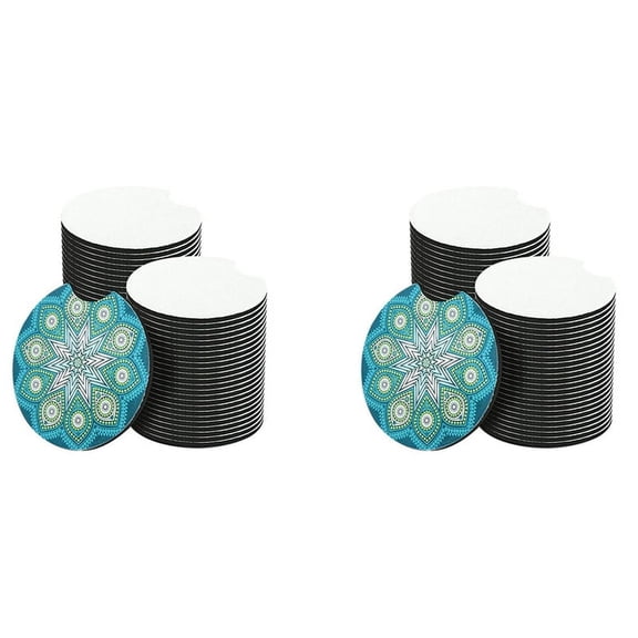 100Pcs Sublimation Car Coasters Blanks,for DIY Crafts Cup Painting Project Accessories