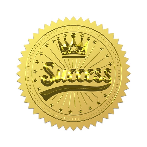 100Pcs Success Gold Foil Stickers 2 Inch Success Self Adhesive Seals Sticker Round Labels