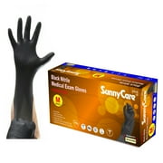 100Pcs SunnyCare 5Mil Black Nitrile Medical Exam Gloves Powder Free Size Medium Item# 8902-box