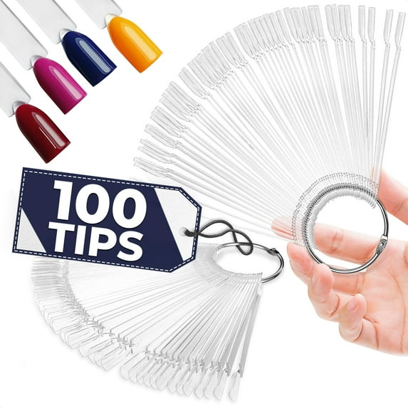 100Pcs Swatch Templates for Acrylic Nails - Gel Display Tips Polish Swatch Templates Plastic Tips Acrylic Display Tools - Equipment Clear Tips for Acrylic Nails E22