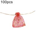 thumbnail image 1 of 100Pcs Sweet Heart Print Drawstring Candy Bag Wedding Party Gift Jewelry Pouch, 1 of 9