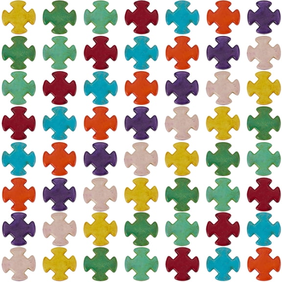 100Pcs Synthetic Turquoise Beads Dyed Corss Mixed Color 15x15x6mm Hole: 1.5mm